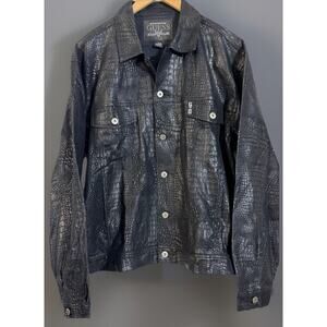 Vintage Y2K Guess Faux Snakeskin Embossed Vegan Leather Jacket Coat Size Large L
